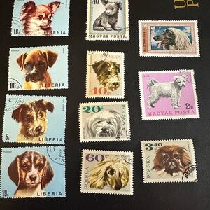 Vintage Puppy & Dog Stamp Collection – Liberia, Poland, Hungary – 1960s–70s